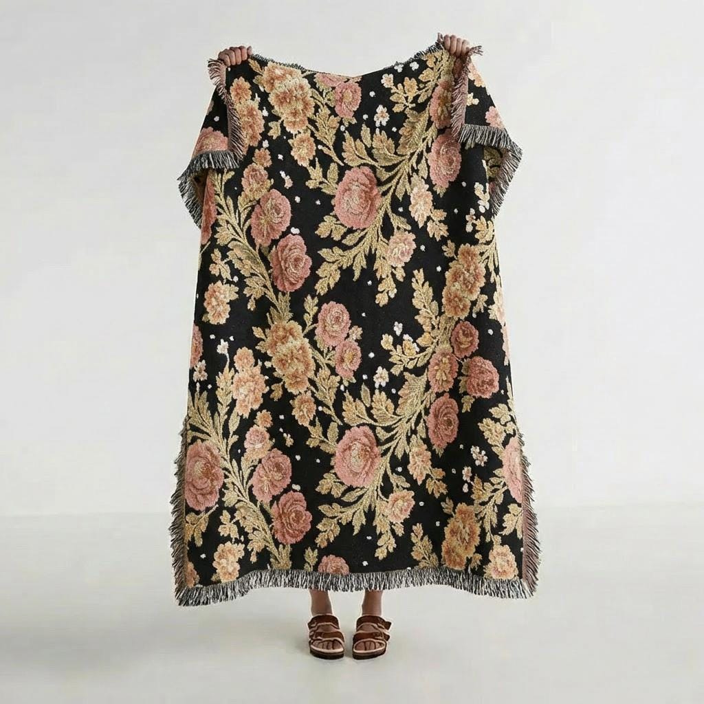 Midnight Rose Woven Throw Blanket - Haven Walls