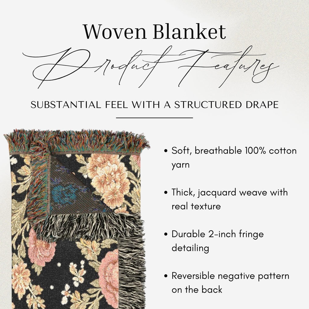 Midnight Rose Woven Throw Blanket - Haven Walls