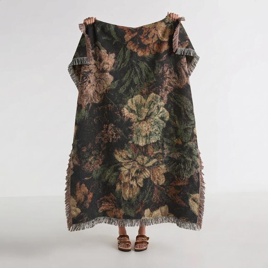 Moody Mauve Peony Woven Throw - Haven Walls