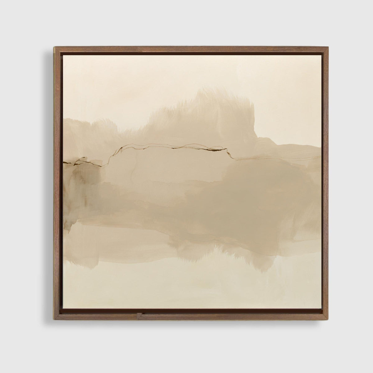 Neutral Abstract Canvas Art, Square Taupe Watercolor Print, Framed - Haven Walls