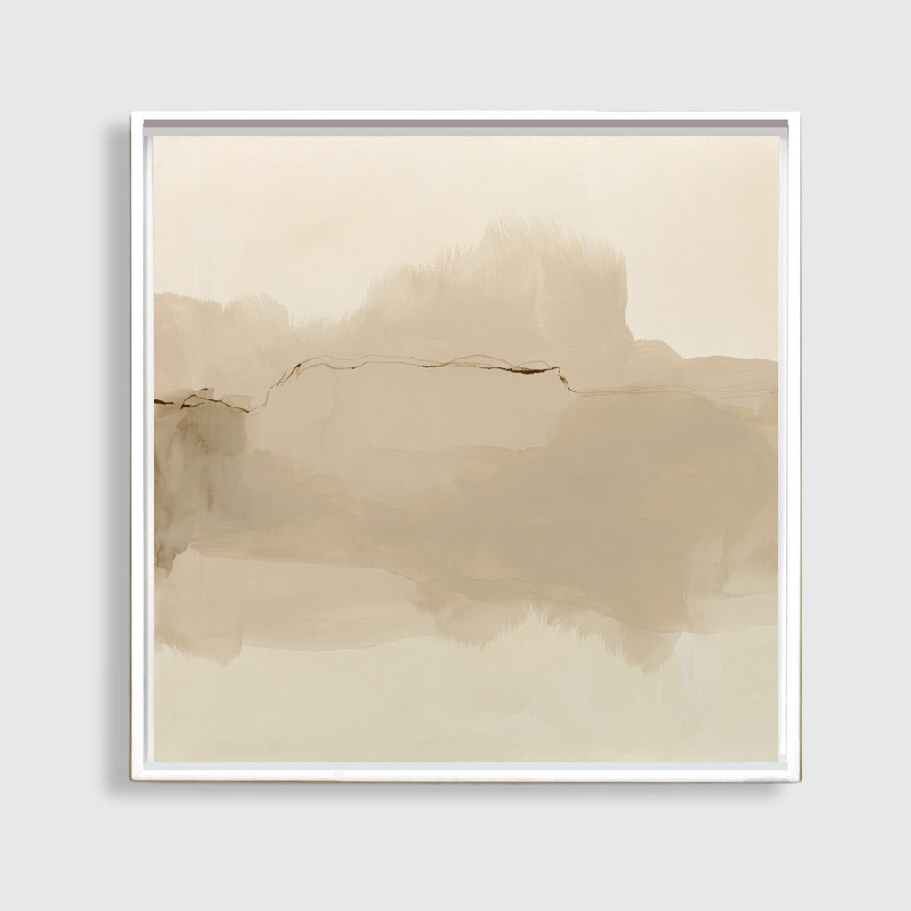 Neutral Abstract Canvas Art, Square Taupe Watercolor Print, Framed - Haven Walls