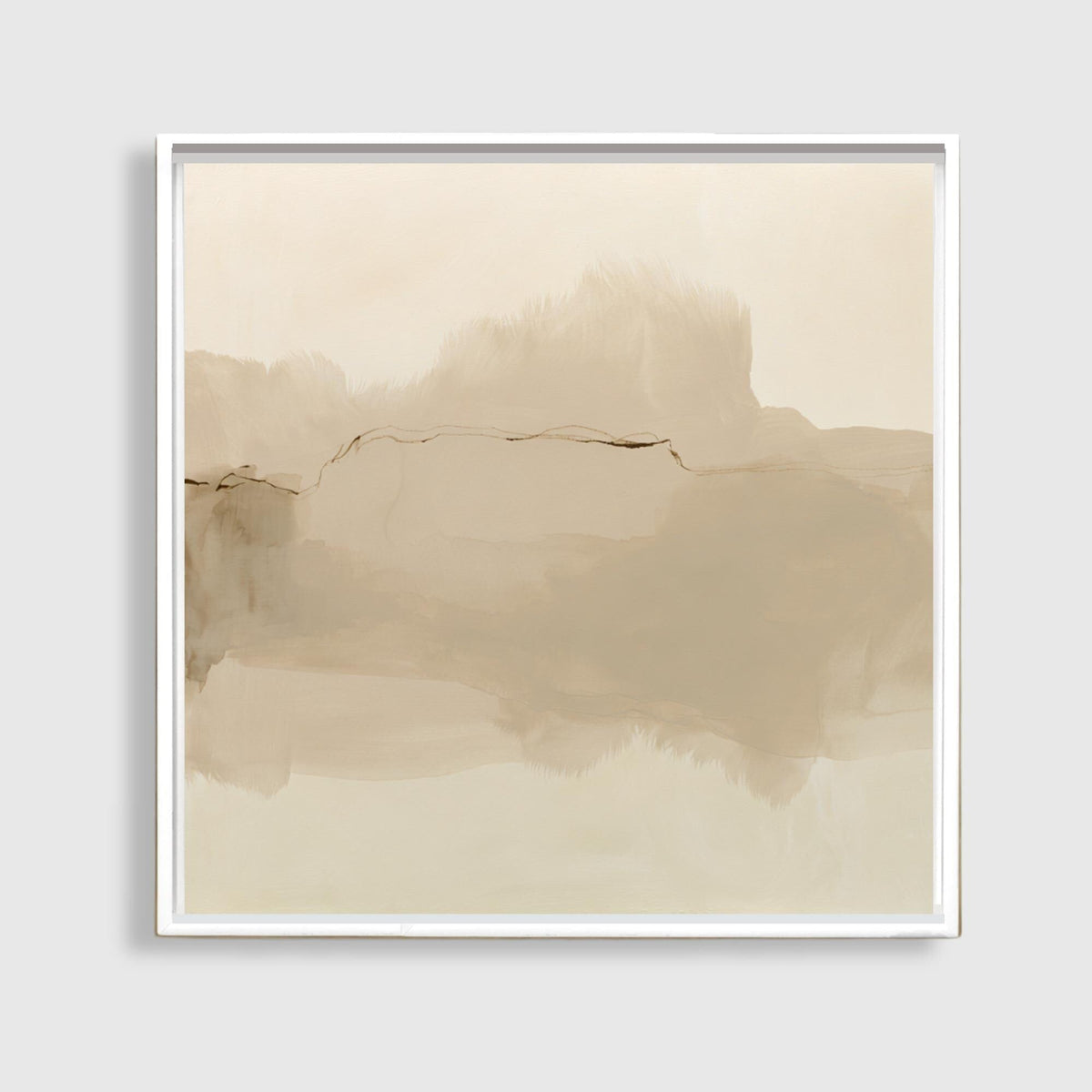Neutral Abstract Canvas Art, Square Taupe Watercolor Print, Framed - Haven Walls