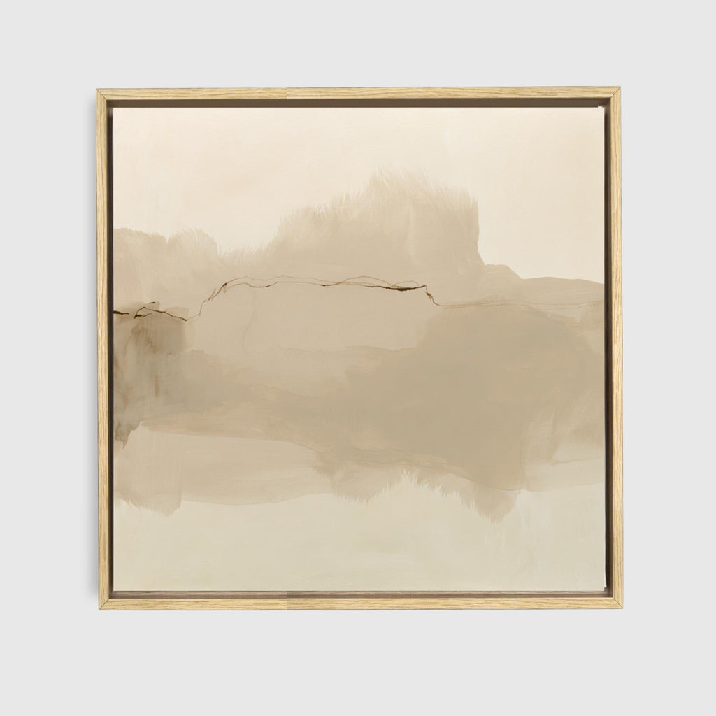 Neutral Abstract Canvas Art, Square Taupe Watercolor Print, Framed - Haven Walls