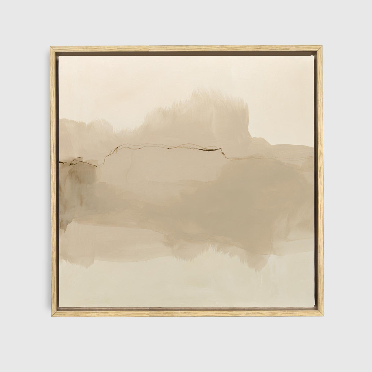 Neutral Abstract Canvas Art, Square Taupe Watercolor Print, Framed - Haven Walls