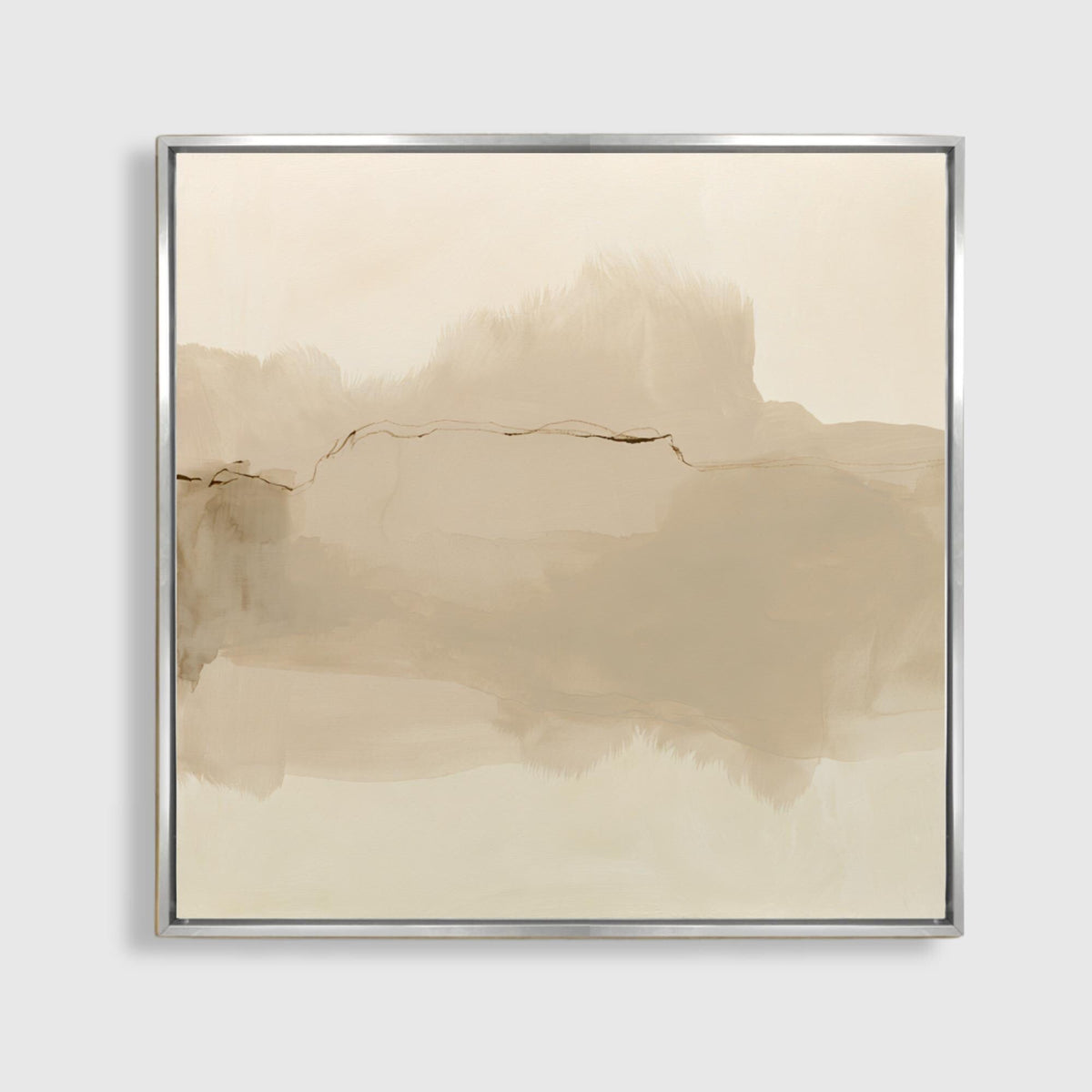 Neutral Abstract Canvas Art, Square Taupe Watercolor Print, Framed - Haven Walls