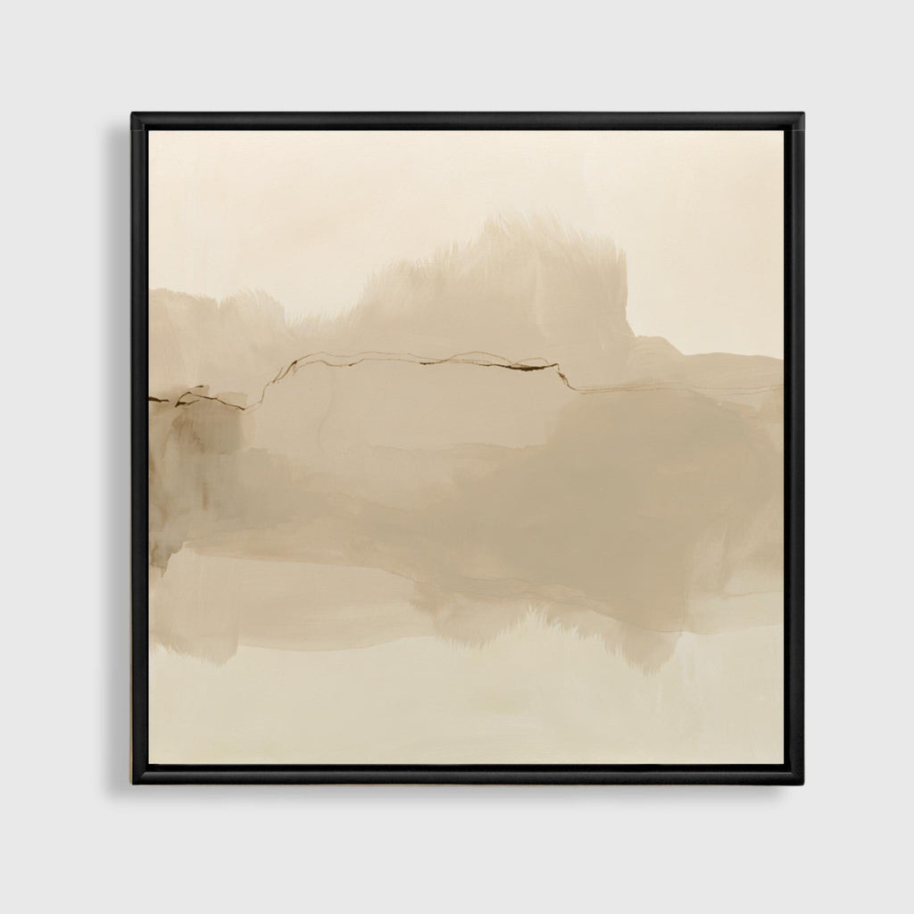 Neutral Abstract Canvas Art, Square Taupe Watercolor Print, Framed - Haven Walls