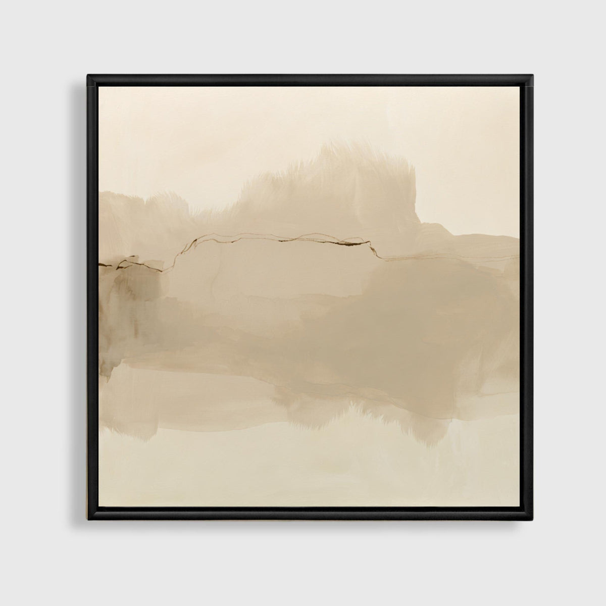 Neutral Abstract Canvas Art, Square Taupe Watercolor Print, Framed - Haven Walls