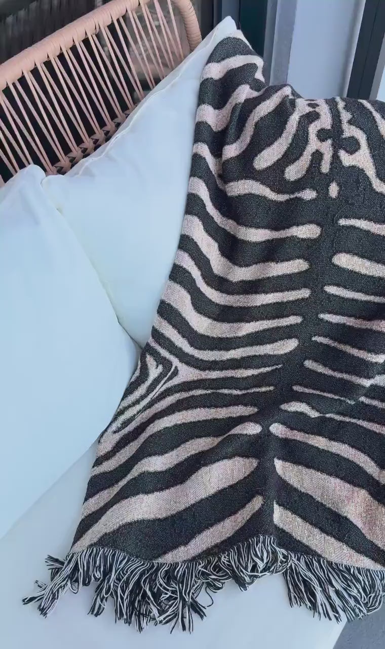 Zebra Stripe Woven Throw Blanket