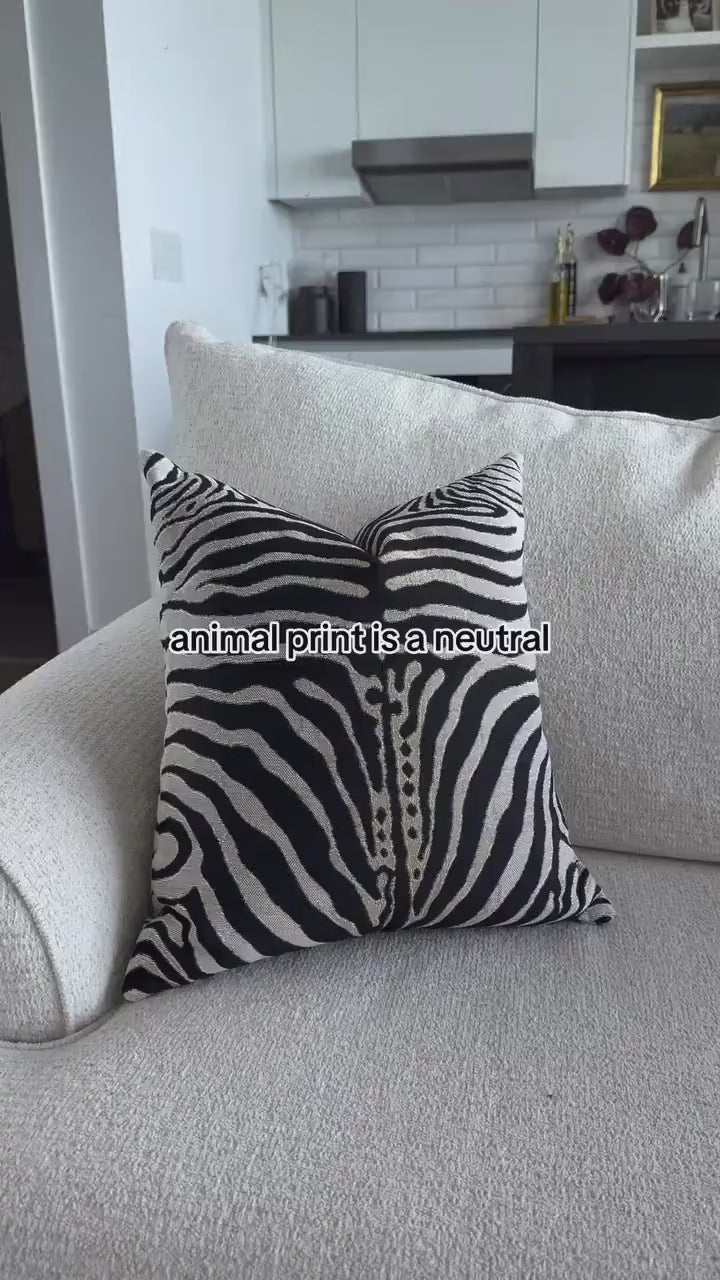 Zebra Stripe Woven Throw Pillow with Insert, 17" x 18"