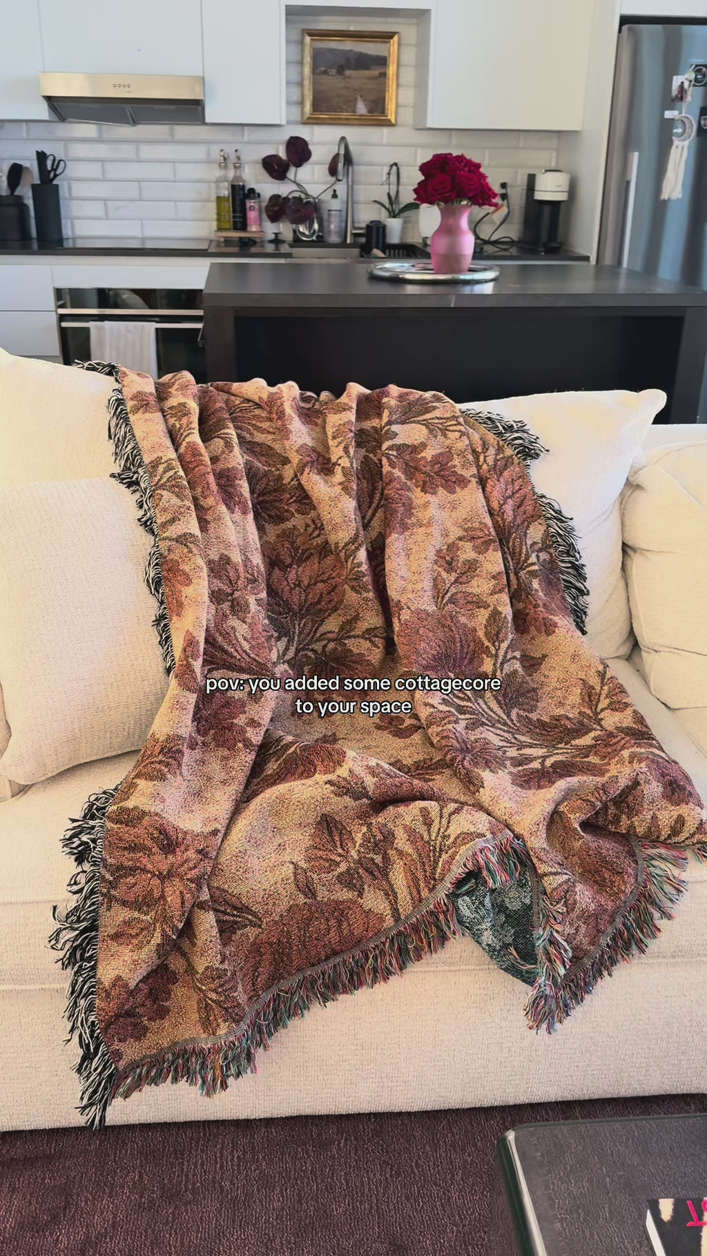 Brown Wildflower Woven Throw Blanket