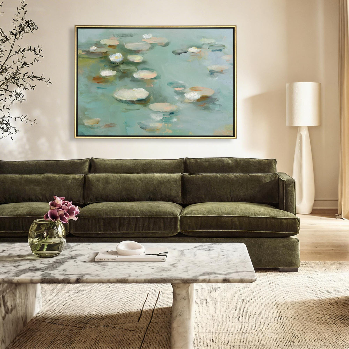 Sage Lillies Canvas - Haven Walls