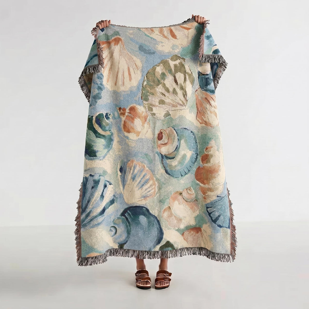 Seashell Soiree Woven Throw Blanket - Haven Walls