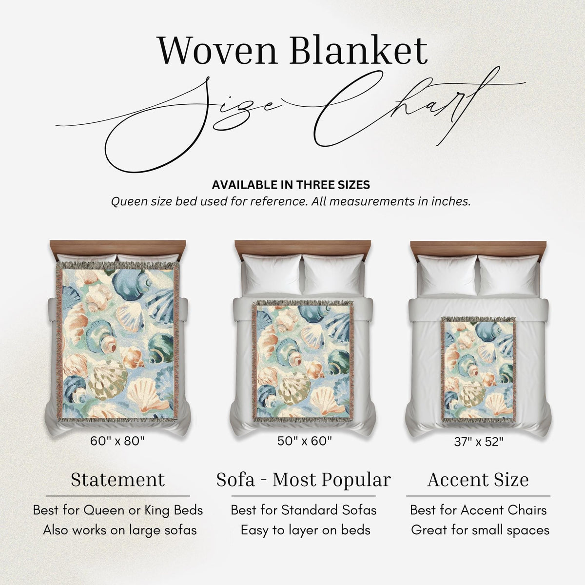 Seashell Soiree Woven Throw Blanket - Haven Walls