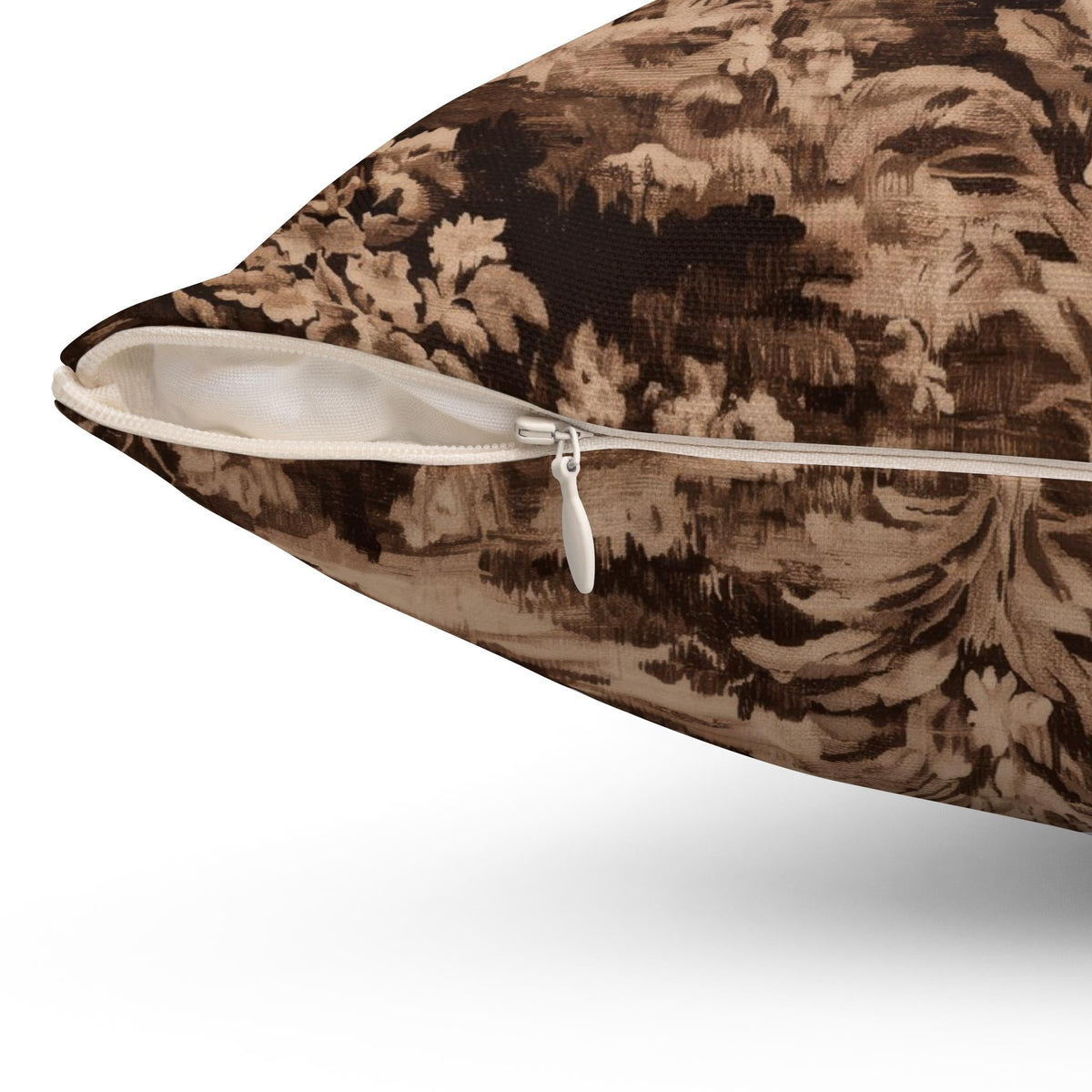 Sepia Forest Toile Faux Linen Throw Pillow with Insert - Haven Walls