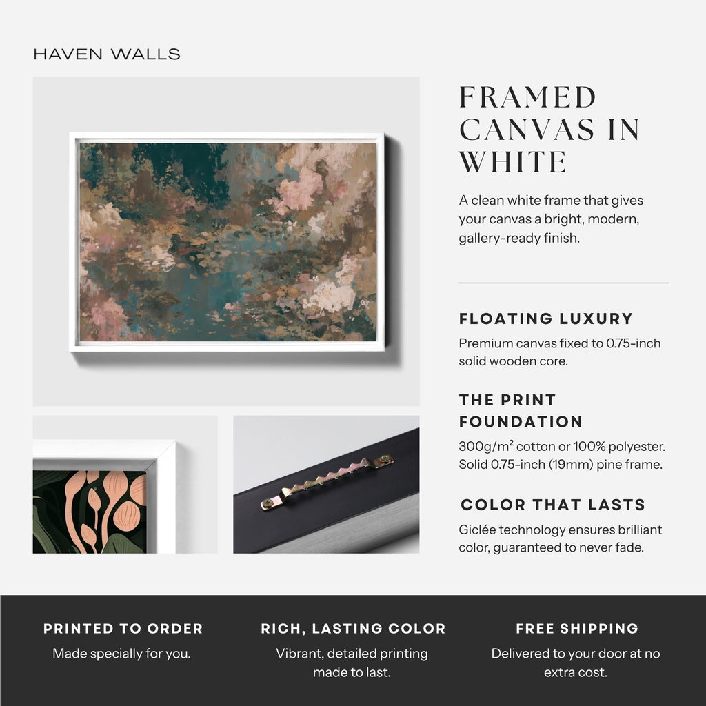 Teal & Dusty Pink Abstract Canvas - Haven Walls