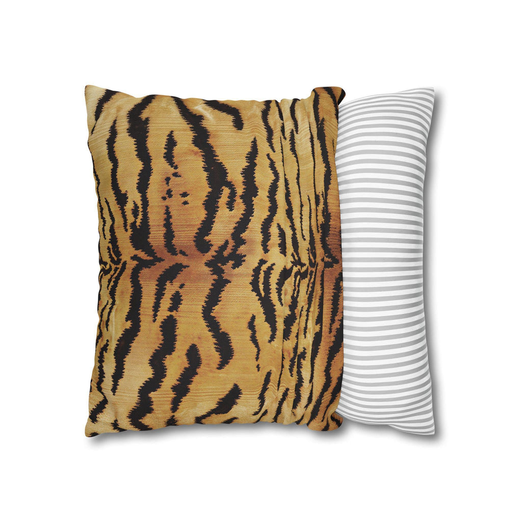 Tiger Print Faux Linen Throw Pillow with Insert - Haven Walls