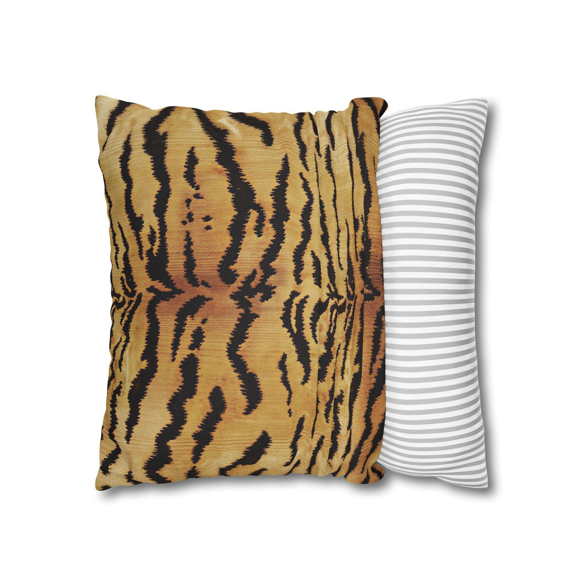 Tiger Print Faux Linen Throw Pillow with Insert - Haven Walls