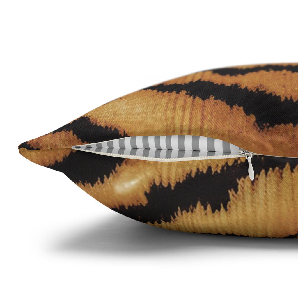 Tiger Print Faux Linen Throw Pillow with Insert - Haven Walls