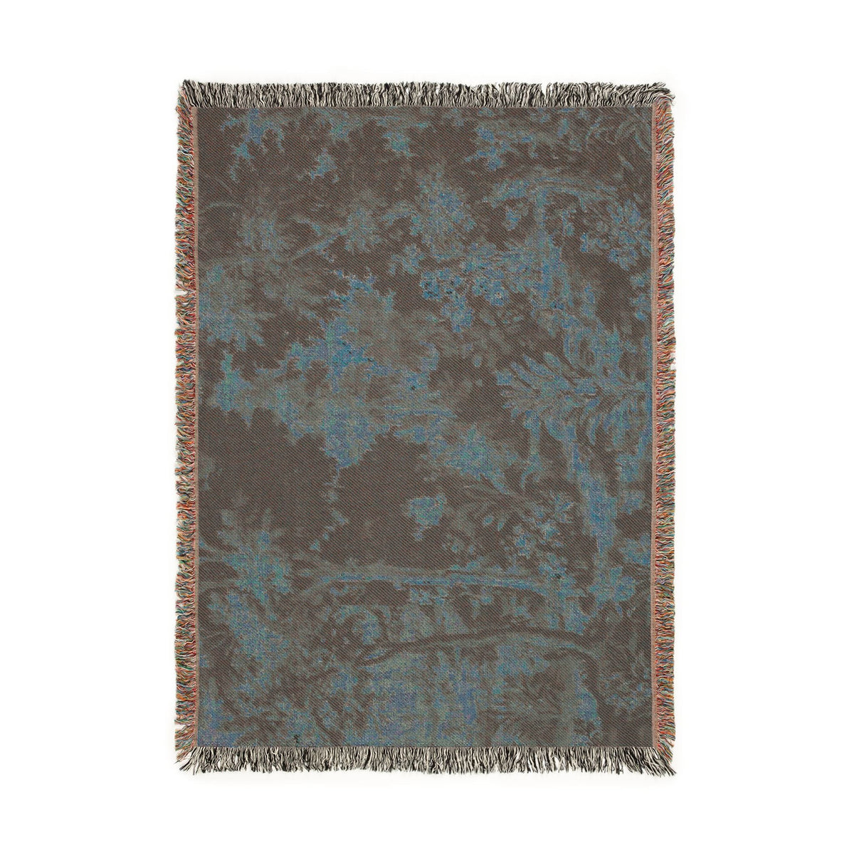 Vintage Floral Tapestry Brown Woven Blanket | Rustic Botanical Tapestry - Haven Walls
