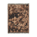 Vintage Floral Tapestry Brown Woven Blanket | Rustic Botanical Tapestry - Haven Walls
