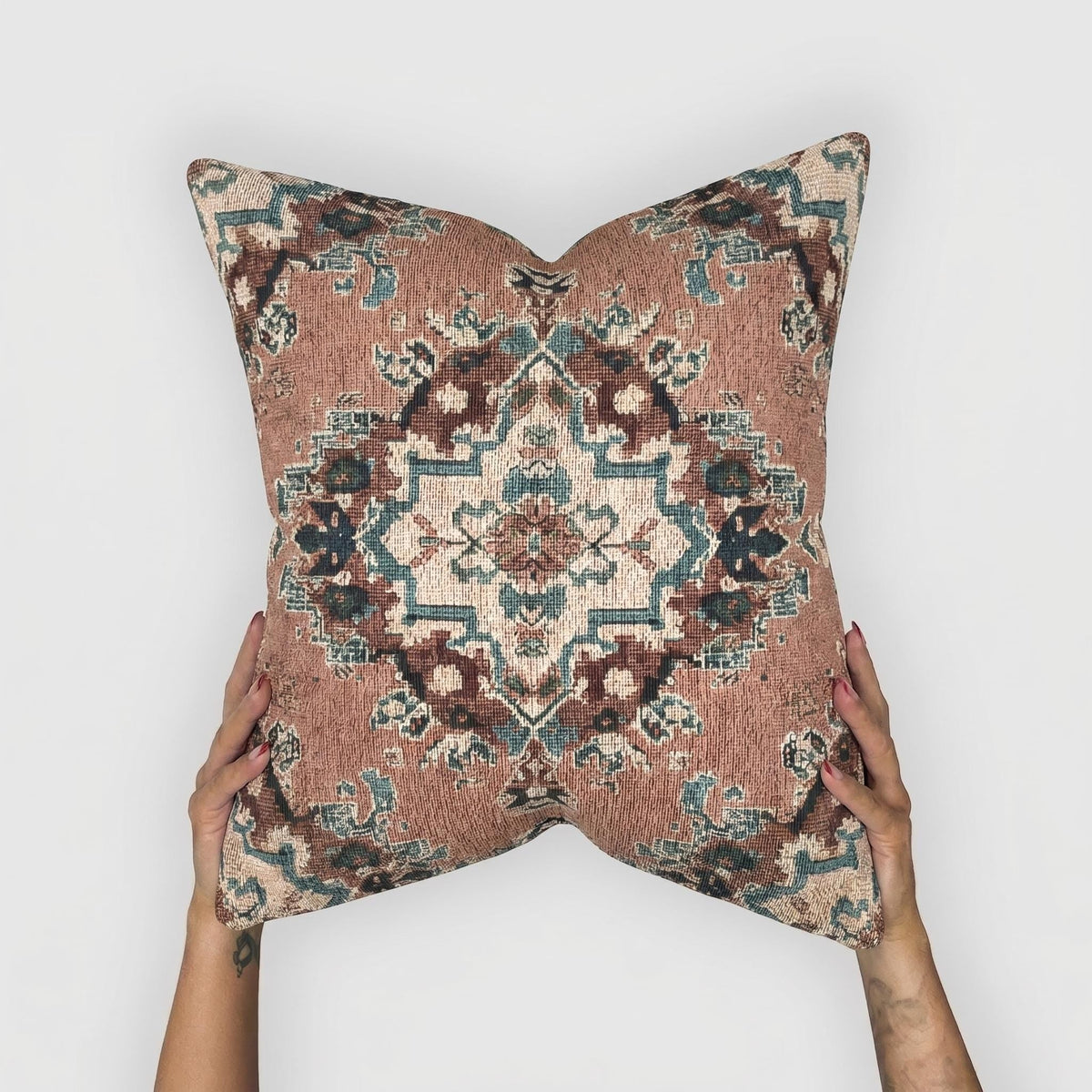Vintage Kilim Woven Pillow with Insert, 17" x 18" - Haven Walls