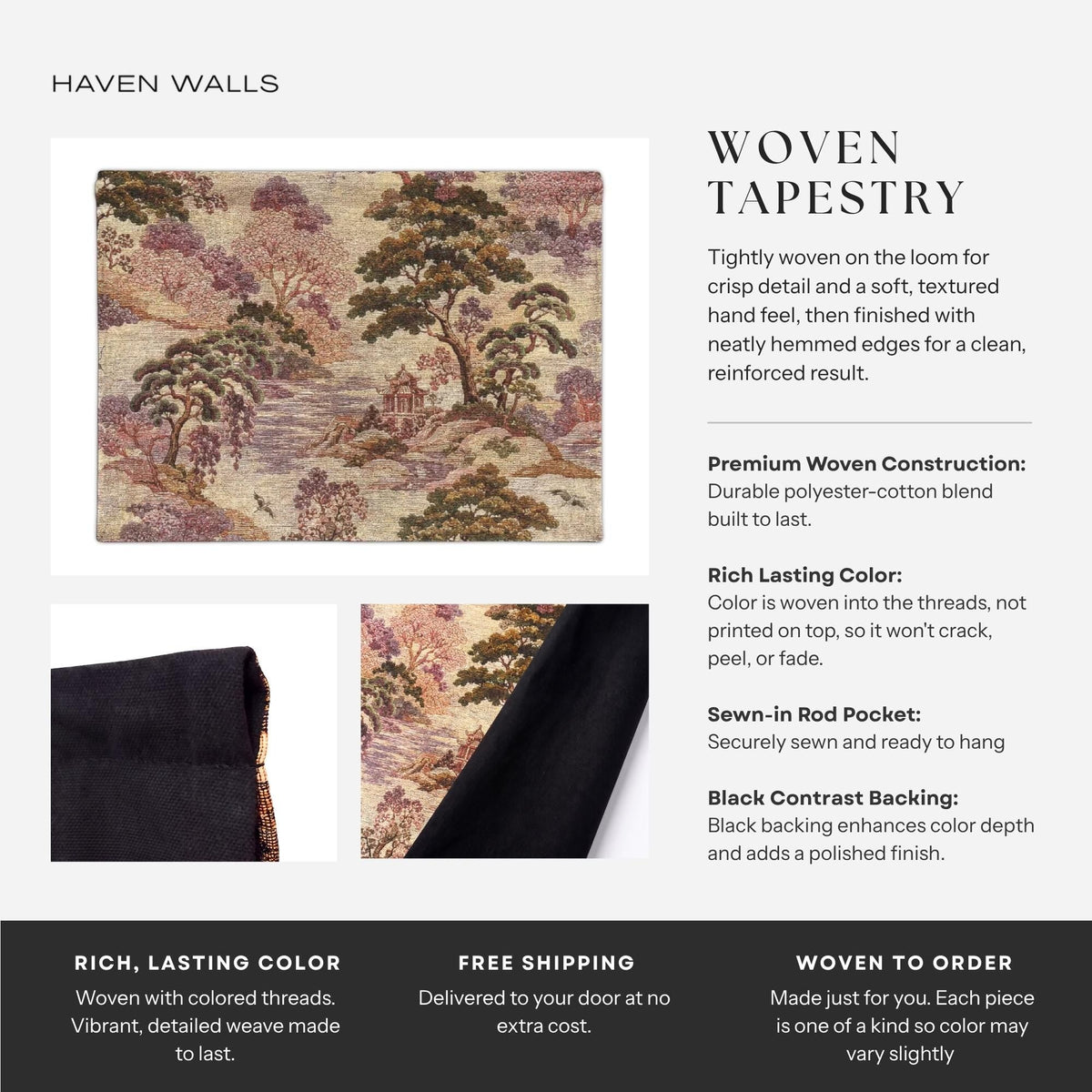 Vintage Landscape Woven Wall Tapestry - Haven Walls