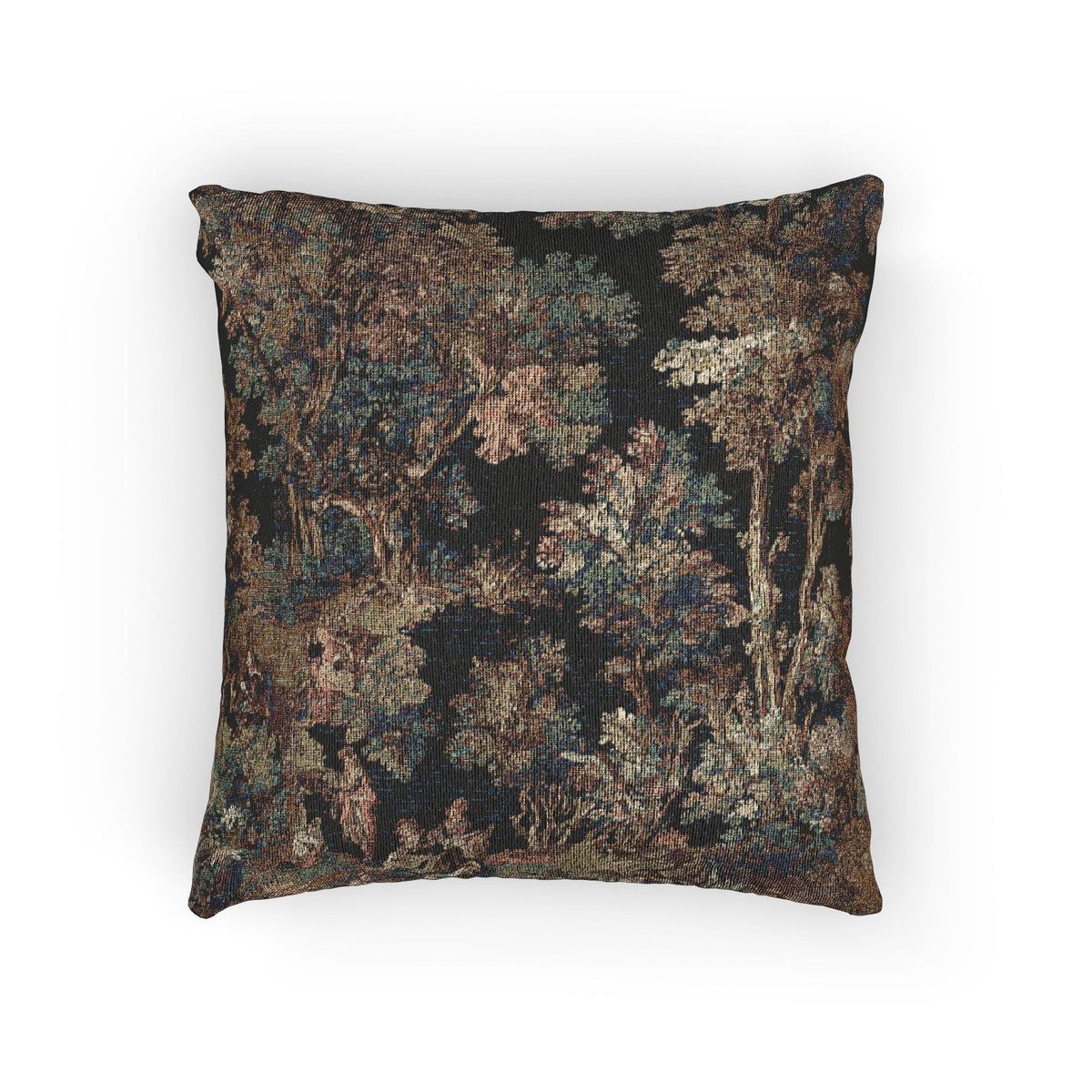 Woodland Forest Black Woven Throw Pillow with Insert, 17" x 18" - Haven Walls