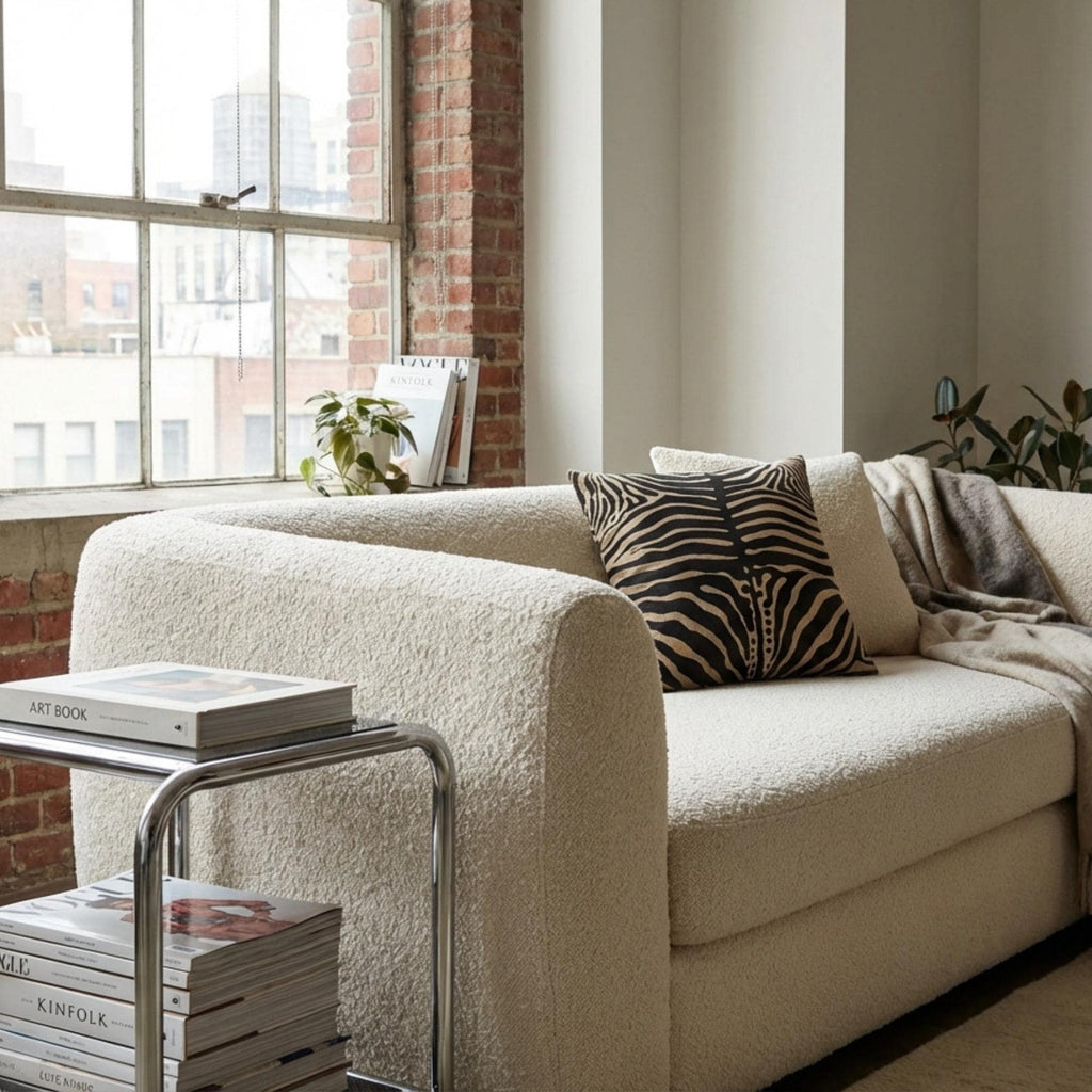 Zebra Stripe Faux Linen Throw Pillow with Insert - Haven Walls